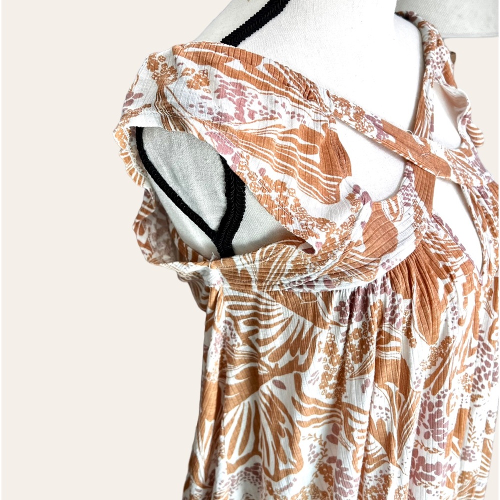 Free People Cap Sleeve Hi Low Strappy Top Size XS Beige & Cream Color - Picture 8 of 16
